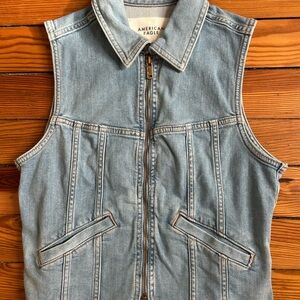 American Eagle Light Blue Denim vest